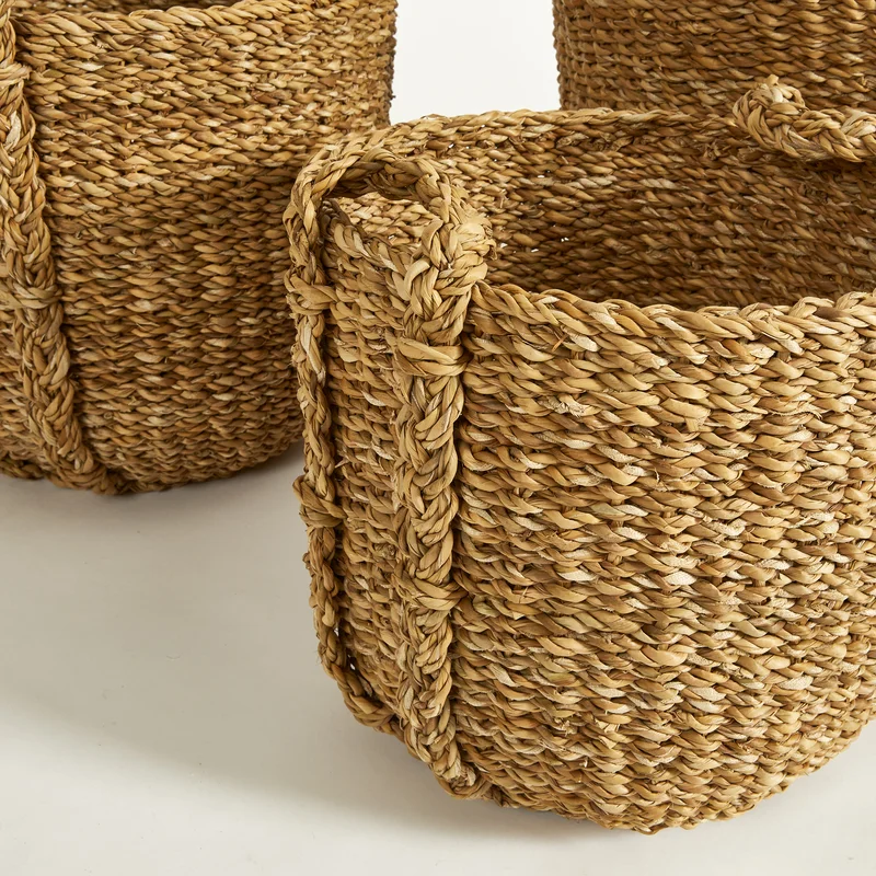 Seagrass Storage Basket set of 3 [111-222-103] Ushape handle basket